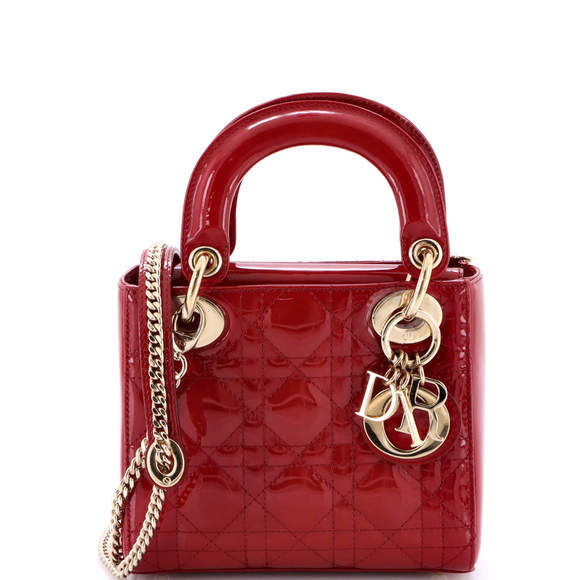 Christian Dior Mini Lady Dior Chain Bag Cannage Quilt Patent - Picture 1 of 5